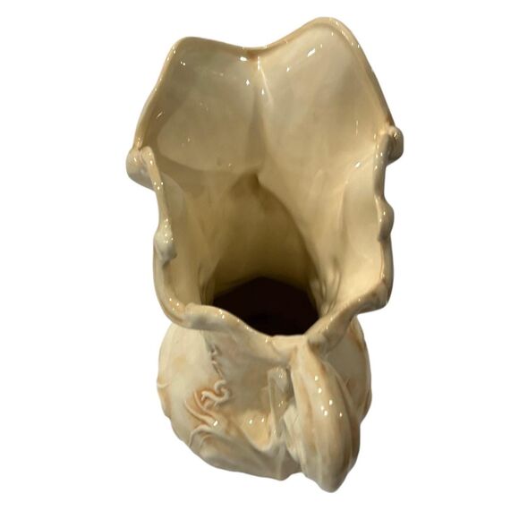 Vintage Ornate Capodimonte Italian Style Large White And Beige Tall Pitcher Vase - Picture 6 of 8